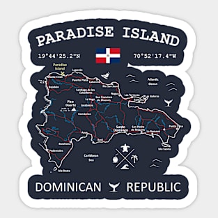 Paradise Island Dominican Republic Flag Travel Map Coordinates GPS Sticker